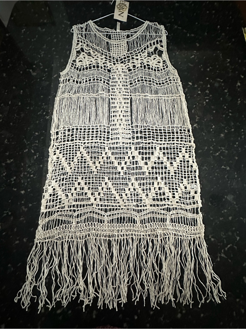 Elan Crochet Large White Cover Up Swim Beach, Pool , Layer, Cruise, or Vacation